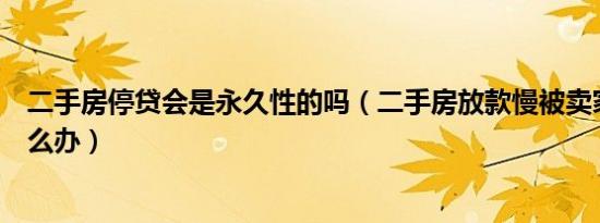 二手房停贷会是永久性的吗（二手房放款慢被卖家起诉了怎么办）