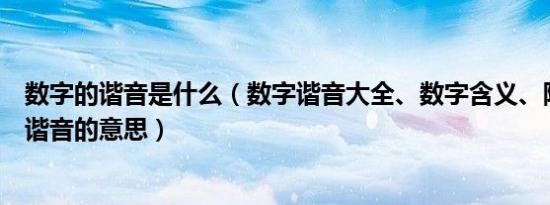 数字的谐音是什么（数字谐音大全、数字含义、阿拉伯数字谐音的意思）