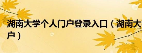 湖南大学个人门户登录入口（湖南大学个人门户）