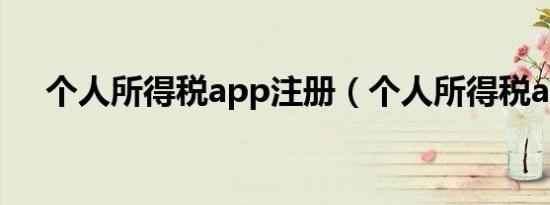 个人所得税app注册（个人所得税app）