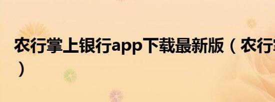 农行掌上银行app下载最新版（农行掌上银行）