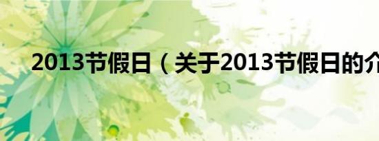 2013节假日（关于2013节假日的介绍）