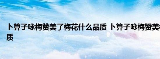 卜算子咏梅赞美了梅花什么品质 卜算子咏梅赞美梅花什么品质 