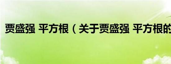 贾盛强 平方根（关于贾盛强 平方根的介绍）