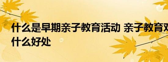 什么是早期亲子教育活动 亲子教育对孩子有什么好处 