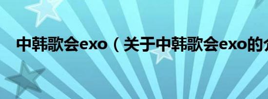 中韩歌会exo（关于中韩歌会exo的介绍）