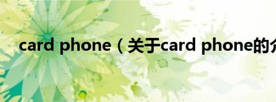 card phone（关于card phone的介绍）