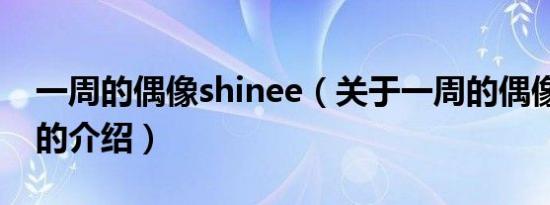 一周的偶像shinee（关于一周的偶像shinee的介绍）