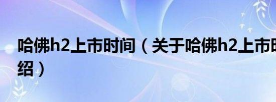 哈佛h2上市时间（关于哈佛h2上市时间的介绍）