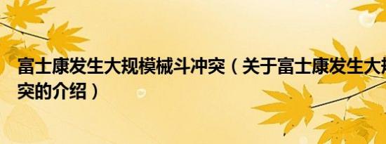 富士康发生大规模械斗冲突（关于富士康发生大规模械斗冲突的介绍）