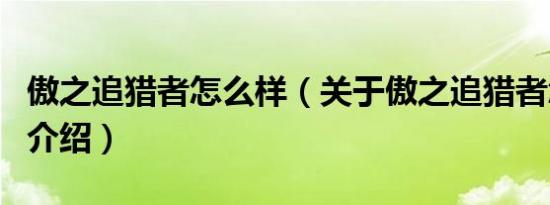 傲之追猎者怎么样（关于傲之追猎者怎么样的介绍）