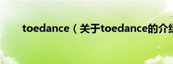 toedance（关于toedance的介绍）