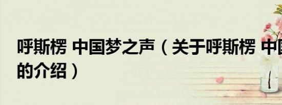 呼斯楞 中国梦之声（关于呼斯楞 中国梦之声的介绍）