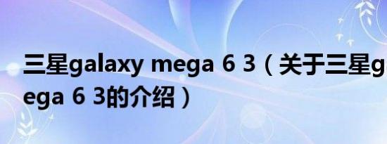 三星galaxy mega 6 3（关于三星galaxy mega 6 3的介绍）