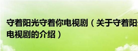 守着阳光守着你电视剧（关于守着阳光守着你电视剧的介绍）