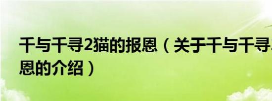 千与千寻2猫的报恩（关于千与千寻2猫的报恩的介绍）