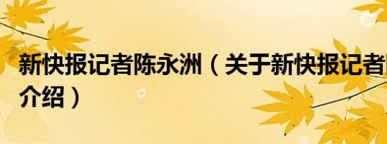 新快报记者陈永洲（关于新快报记者陈永洲的介绍）