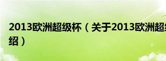 2013欧洲超级杯（关于2013欧洲超级杯的介绍）