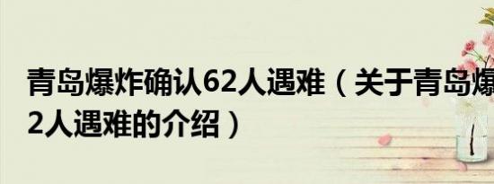 青岛爆炸确认62人遇难（关于青岛爆炸确认62人遇难的介绍）