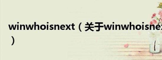 winwhoisnext（关于winwhoisnext的介绍）