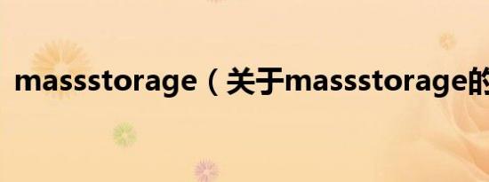 massstorage（关于massstorage的介绍）