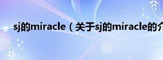 sj的miracle（关于sj的miracle的介绍）