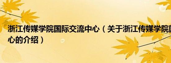 浙江传媒学院国际交流中心（关于浙江传媒学院国际交流中心的介绍）