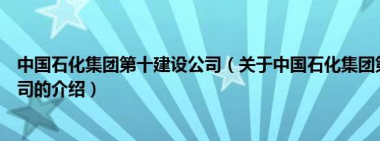 中国石化集团第十建设公司（关于中国石化集团第十建设公司的介绍）