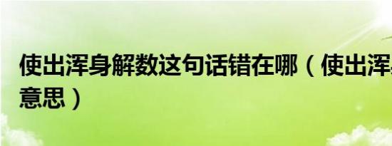 使出浑身解数这句话错在哪（使出浑身解数的意思）