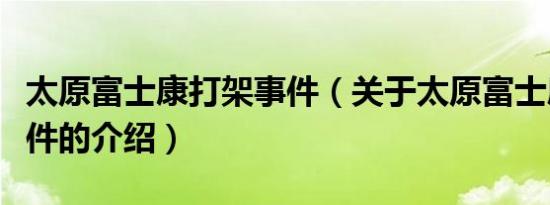 太原富士康打架事件（关于太原富士康打架事件的介绍）