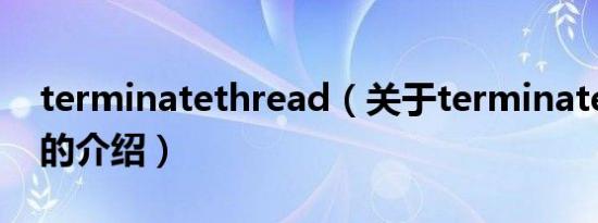 terminatethread（关于terminatethread的介绍）