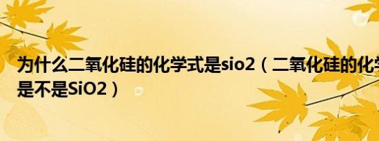 为什么二氧化硅的化学式是sio2（二氧化硅的化学式是什么是不是SiO2）