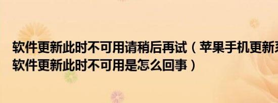 软件更新此时不可用请稍后再试（苹果手机更新系统时老说软件更新此时不可用是怎么回事）