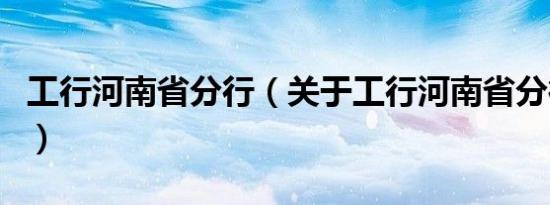 工行河南省分行（关于工行河南省分行的介绍）