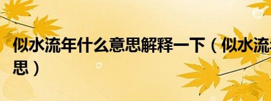 似水流年什么意思解释一下（似水流年什么意思）