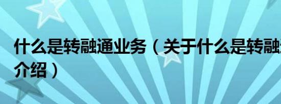 什么是转融通业务（关于什么是转融通业务的介绍）