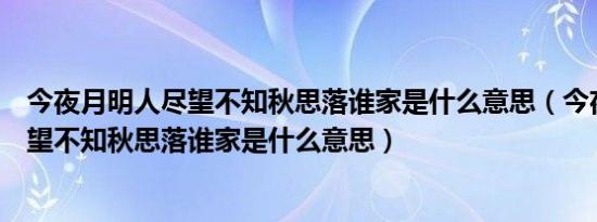 今夜月明人尽望不知秋思落谁家是什么意思（今夜月明人尽望不知秋思落谁家是什么意思）