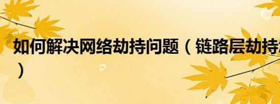 如何解决网络劫持问题（链路层劫持怎么解决）