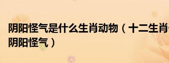 阴阳怪气是什么生肖动物（十二生肖什么动物阴阳怪气）