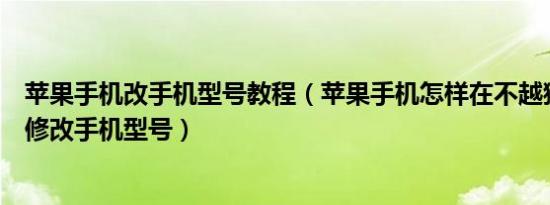 苹果手机改手机型号教程（苹果手机怎样在不越狱的情况下修改手机型号）