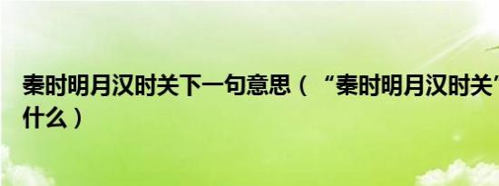 秦时明月汉时关下一句意思（“秦时明月汉时关”下一句是什么）