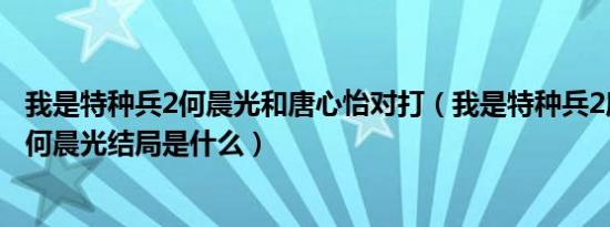 我是特种兵2何晨光和唐心怡对打（我是特种兵2唐心怡和和何晨光结局是什么）