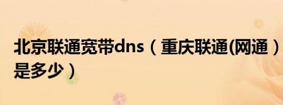 北京联通宽带dns（重庆联通(网通）宽带dns是多少）