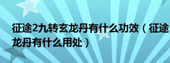 征途2九转玄龙丹有什么功效（征途2九转玄龙丹有什么用处）