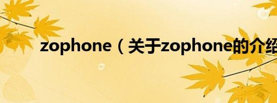 zophone（关于zophone的介绍）