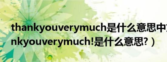thankyouverymuch是什么意思中文（Thankyouverymuch!是什么意思?）