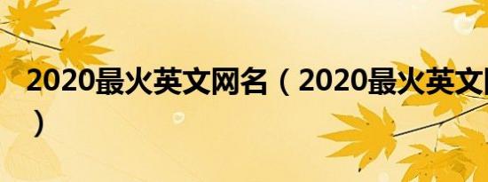 2020最火英文网名（2020最火英文网名大全）