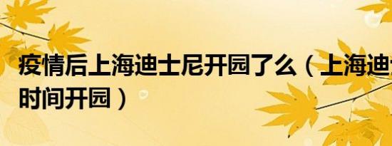 疫情后上海迪士尼开园了么（上海迪士尼什么时间开园）