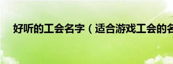 好听的工会名字（适合游戏工会的名字）