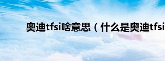 奥迪tfsi啥意思（什么是奥迪tfsi）